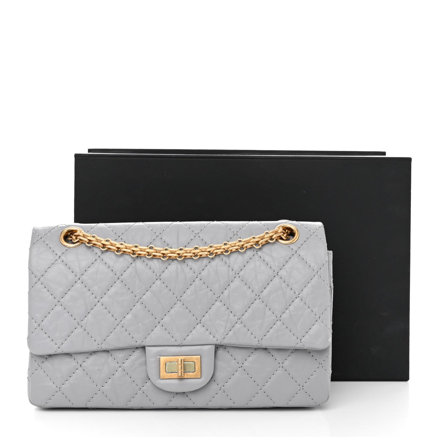 Aged Calfskin Quilted 2.55 Reissue 225 Flap Grey