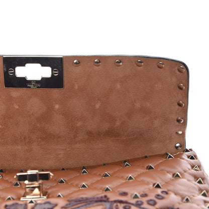 Valentino Garavani Nappa Flower Intarsia Medium Rockstud Spike Shoulder Bag Multicolor 9 of 10