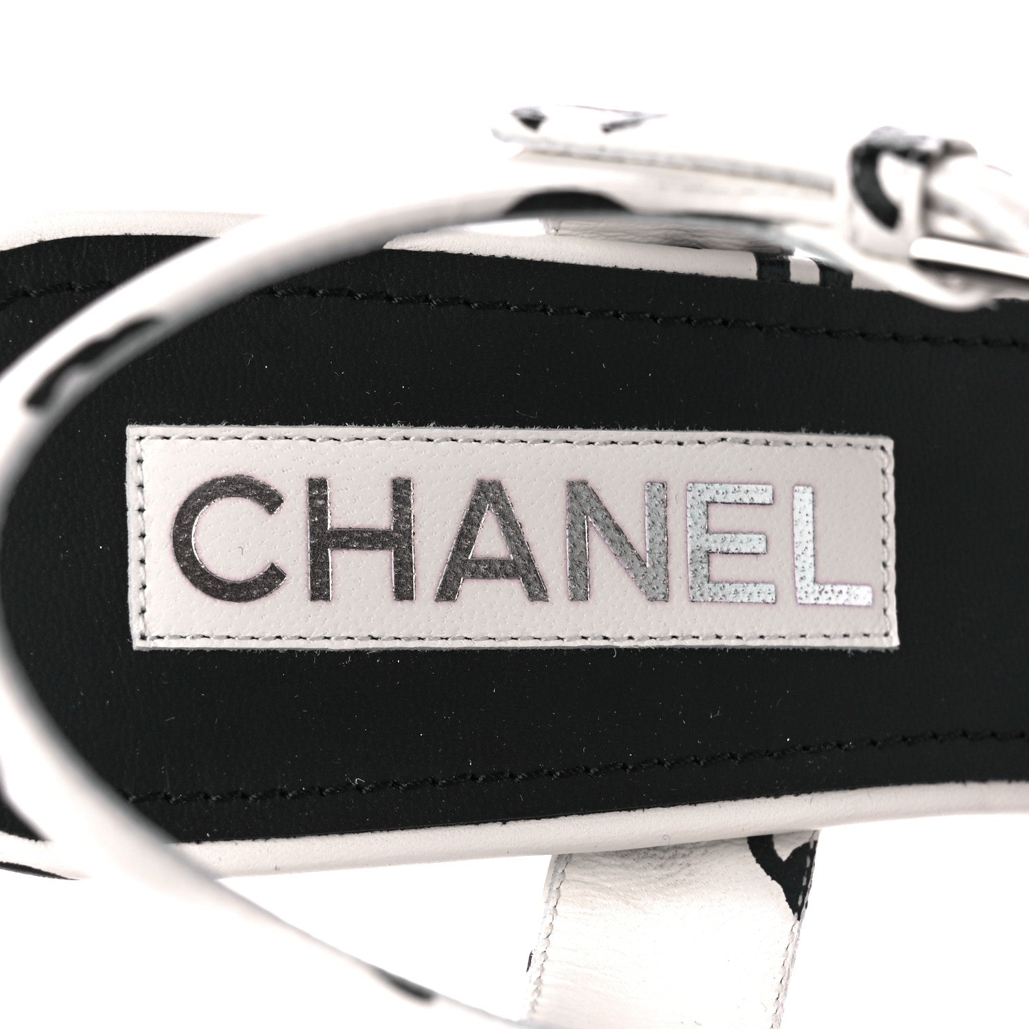 Chanel Printed Lambskin Coco Beach Platform Sandals 39 White Black 7 of 9