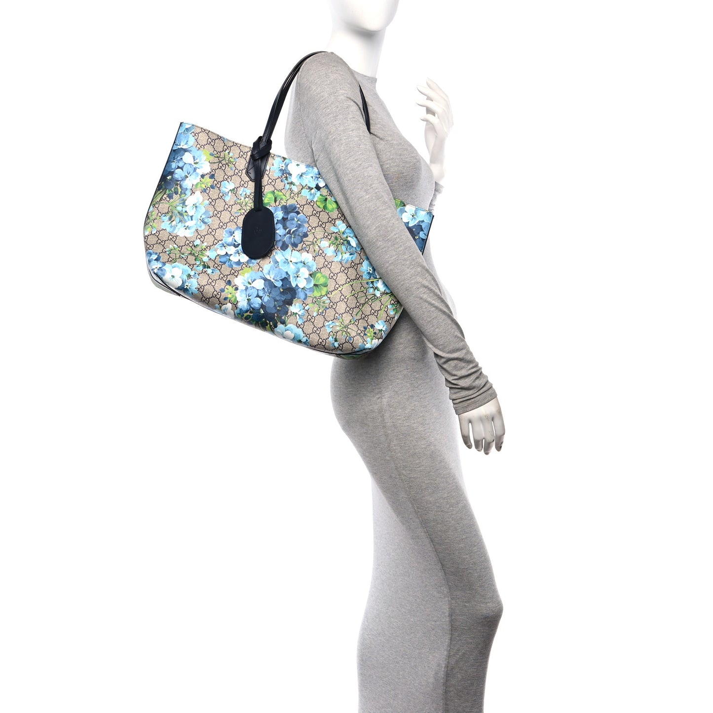 GG Supreme Monogram Blooms Medium Reversible Tote Beige Blue