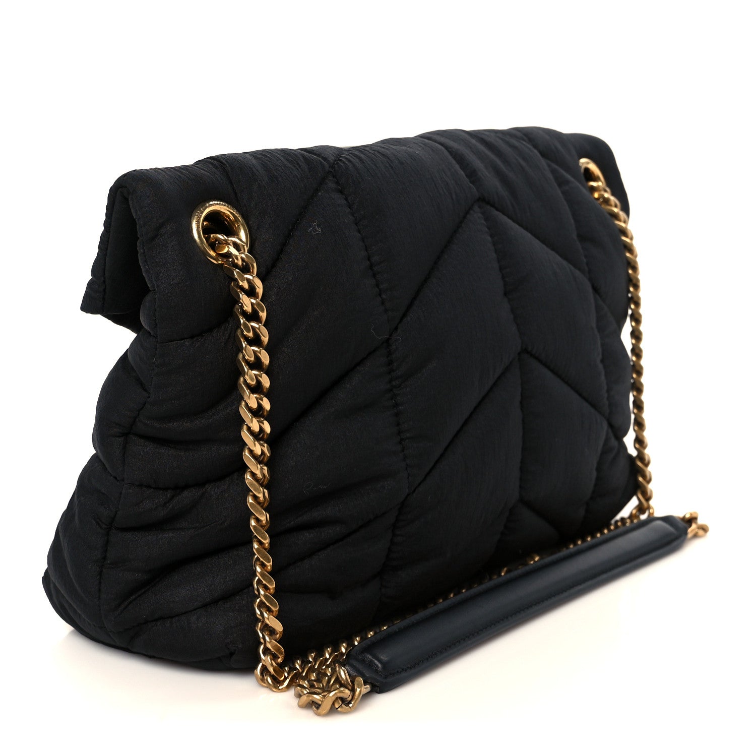 Saint Laurent Nylon Quilted Small Loulou Puffer Monogram Chain Satchel Black 3 of 10