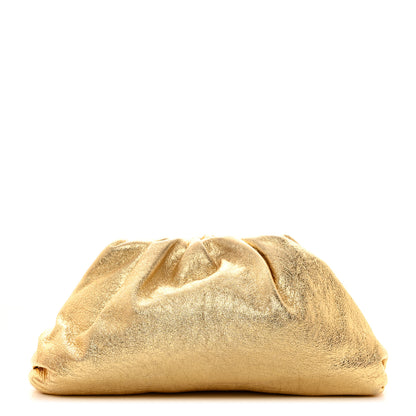 Bottega Veneta Metallic Crinkled Lambskin The Pouch Oversized Clutch Oro 1 of 8