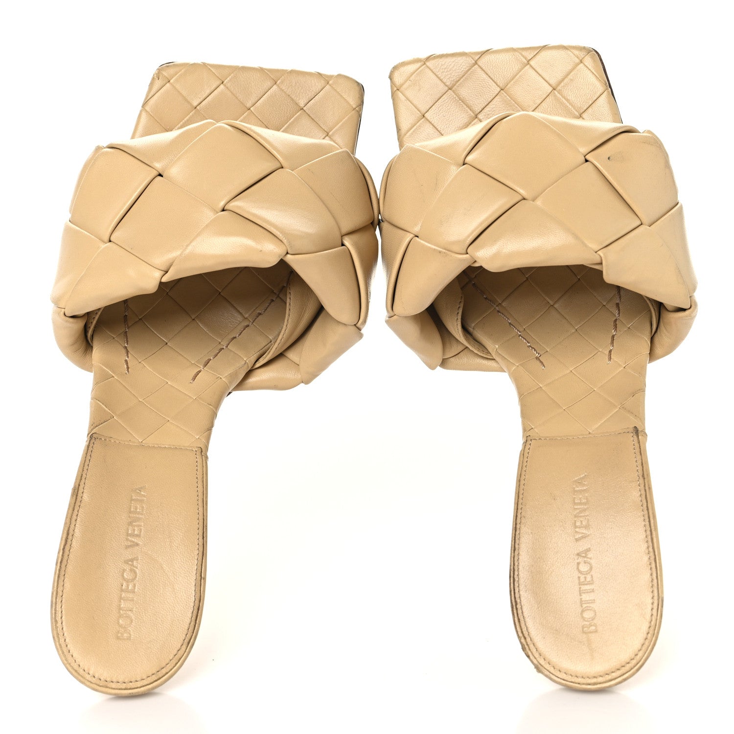 新品タグ付き　Bottega Veneta ベージュ ミュール サイズ39 Bottega Veneta Nappa Maxi Intrecciato Lido Mule Sandals 39 Bandage
