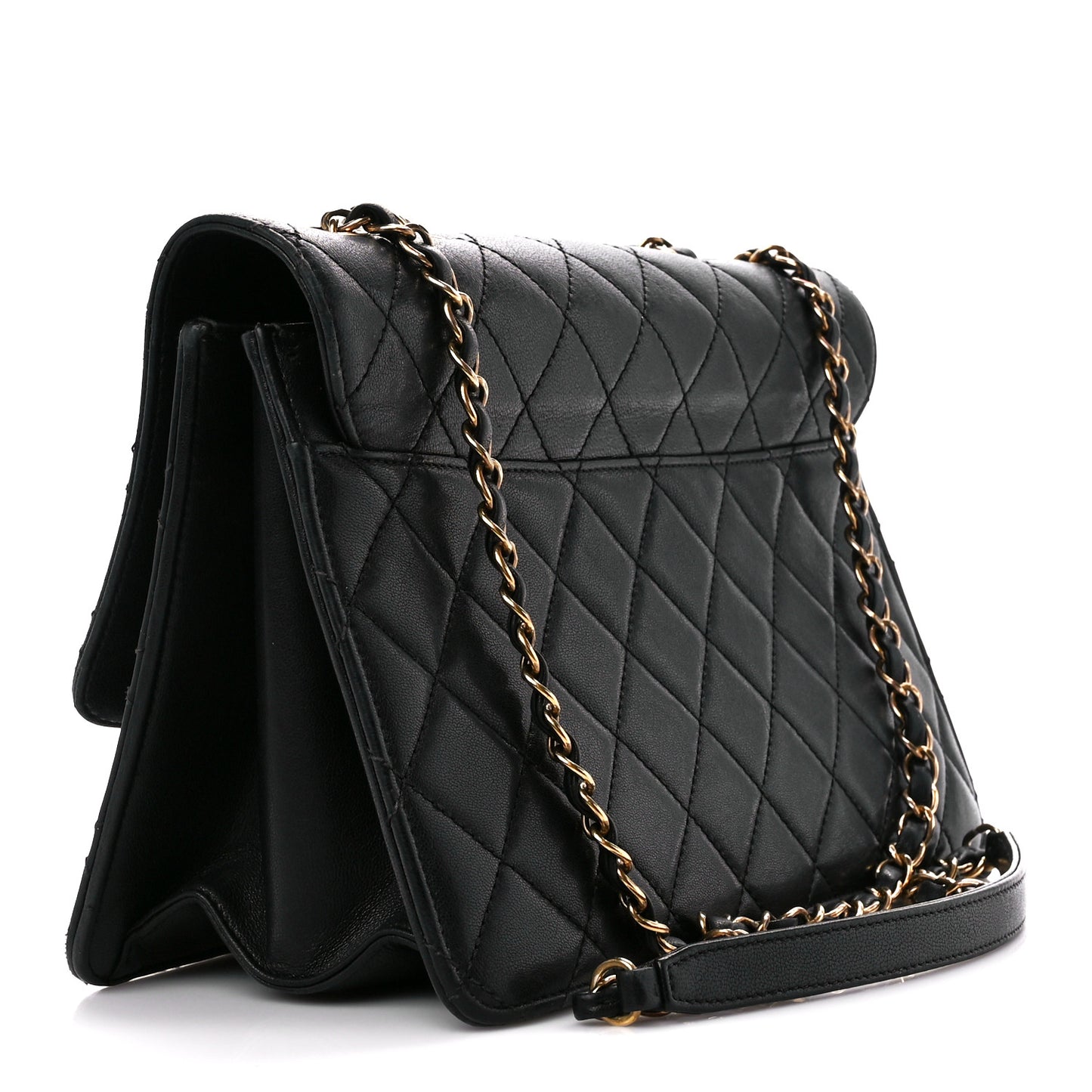 Sheepskin Quilted Large Beauty Lock Flap Black