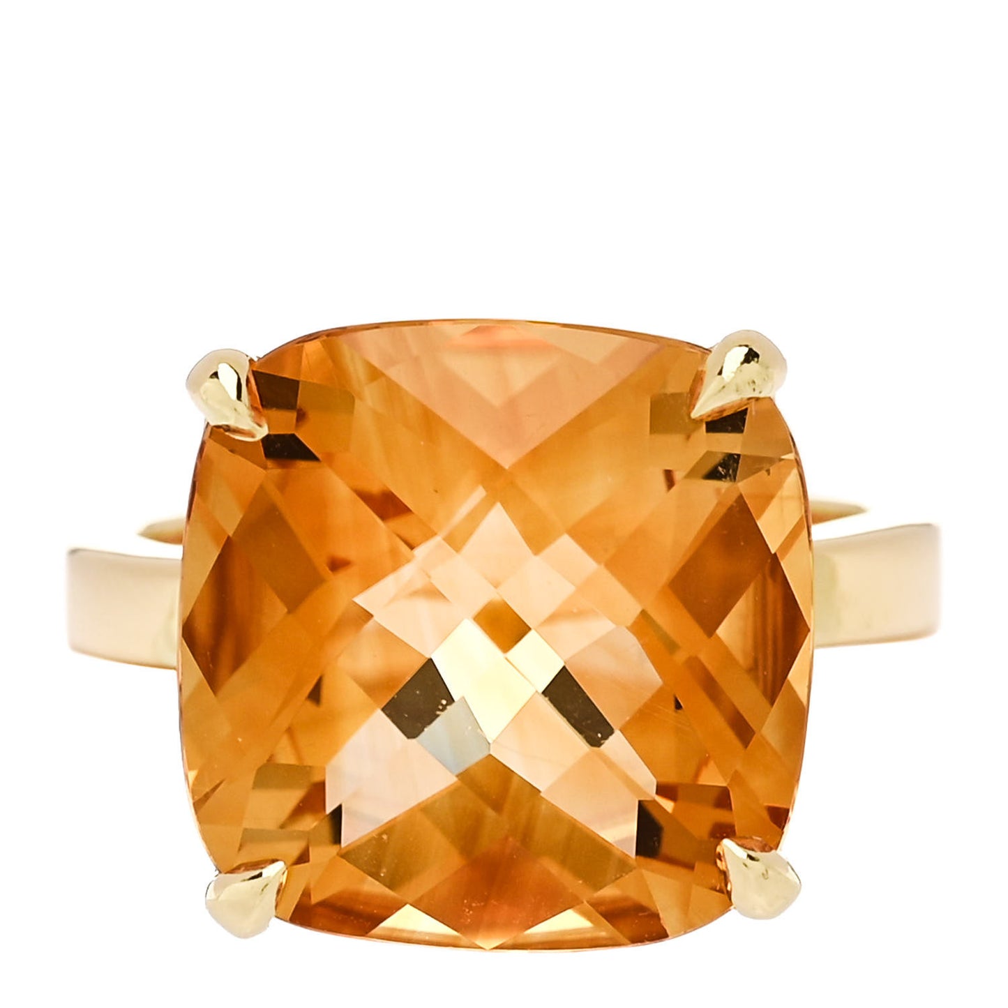 18K Yellow Gold Citrine Sparklers Cocktail Ring 52 6