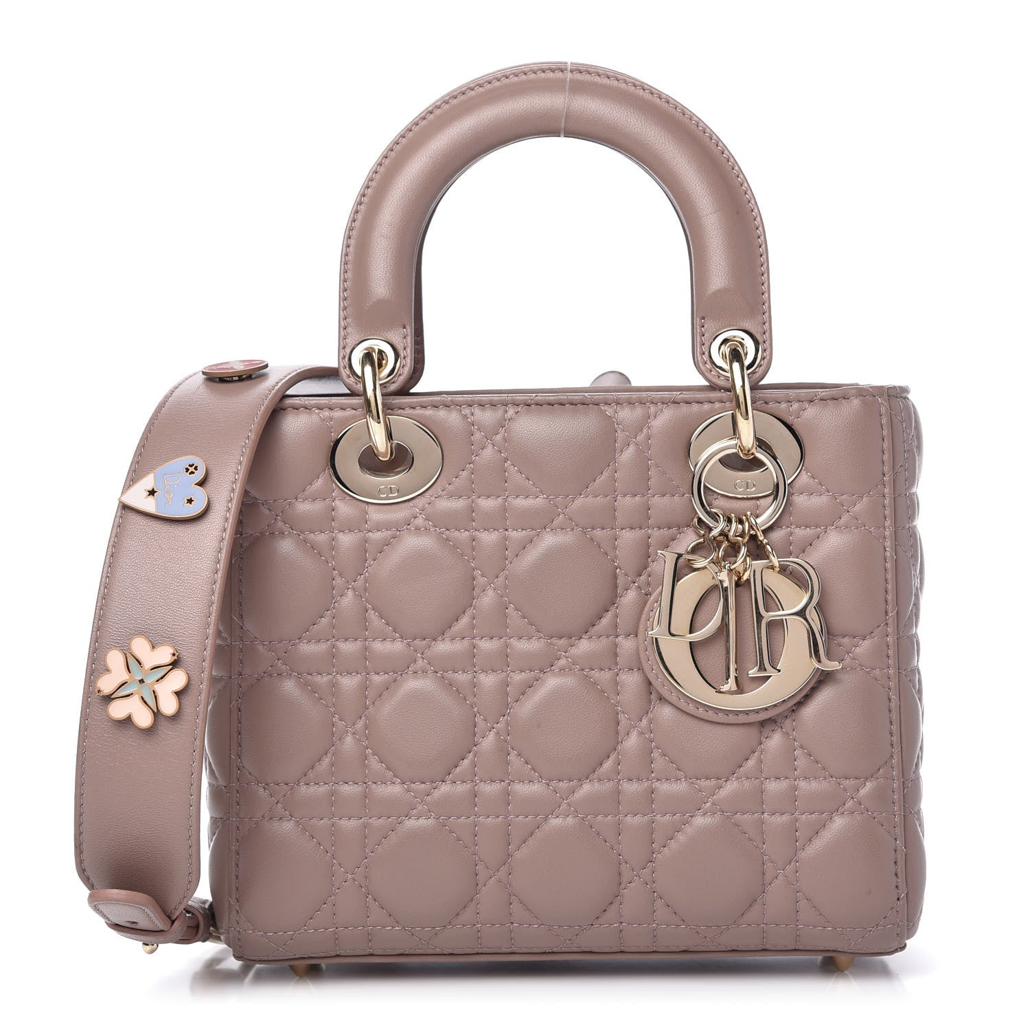 Christian Dior Lambskin Cannage Small Lucky Badges My Lady Dior Taupe 1 of 9