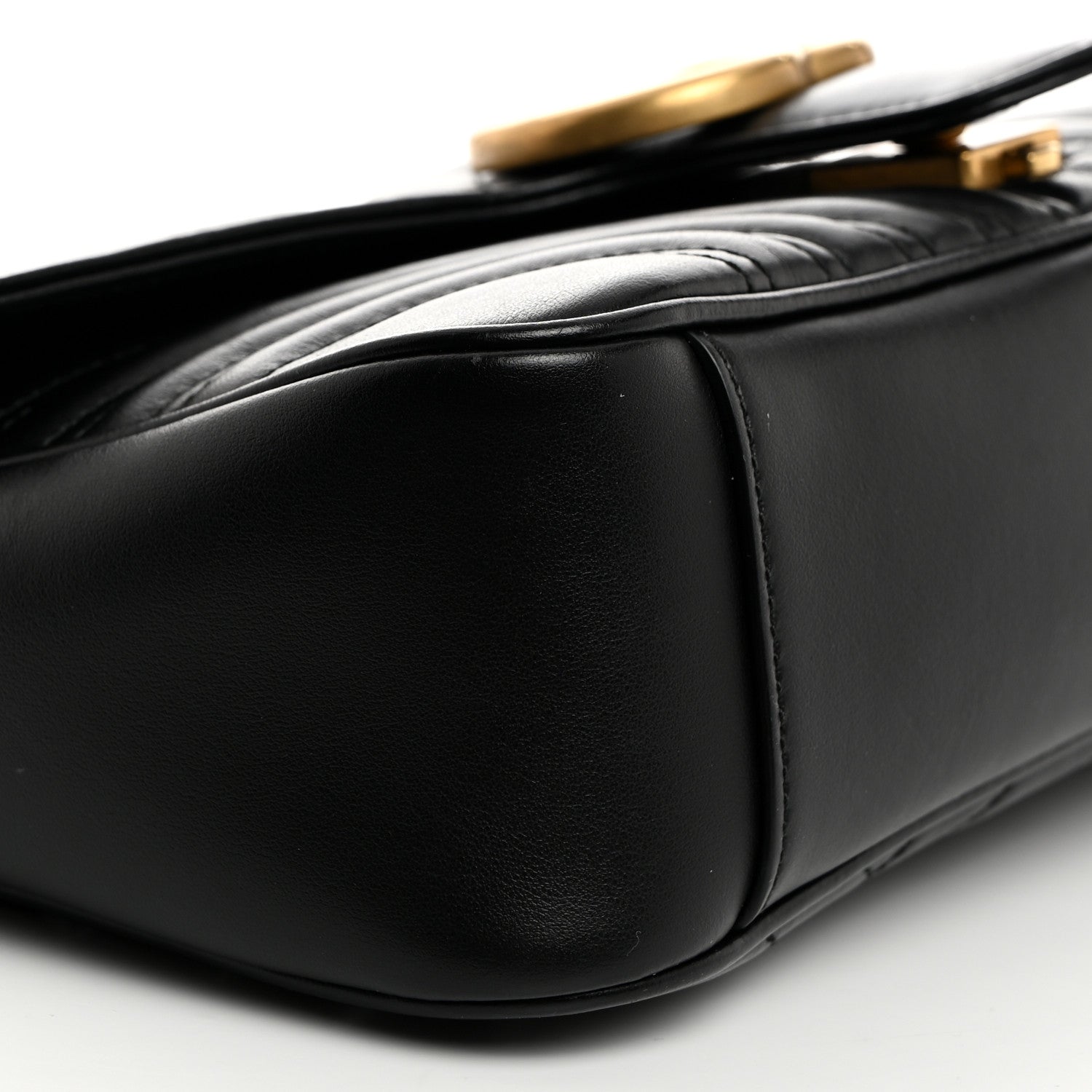 Gucci Calfskin Matelasse Small GG Marmont Shoulder Bag Black 9 of 10