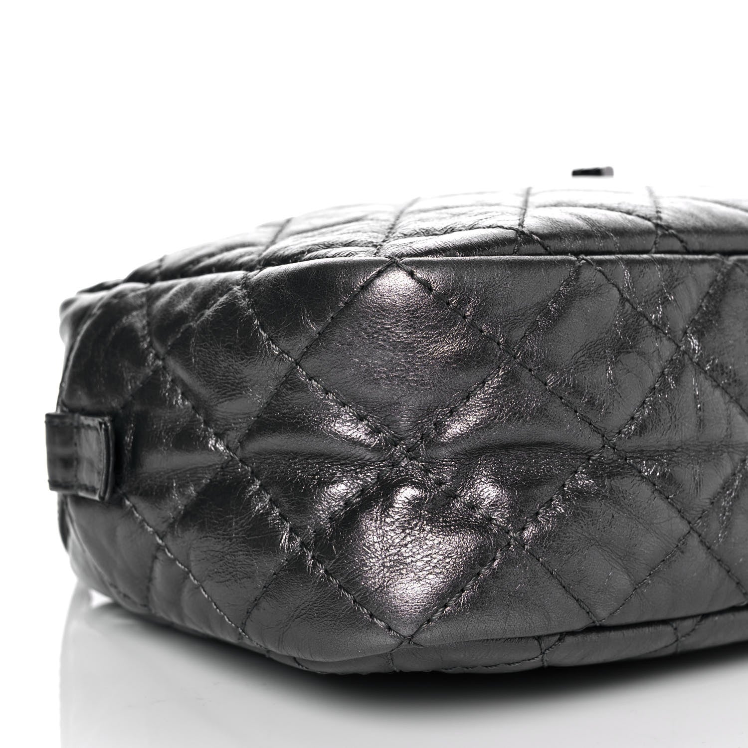Chanel Metallic Aged Calfskin Quilted Medium Reissue Camera Case Dark Silver 7 of 8