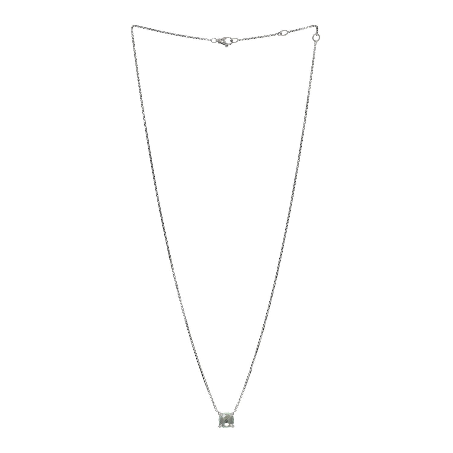 David Yurman Sterling Silver Diamond Prasiolite 9mm Petite Chatelaine Pendant Necklace 2 of 4