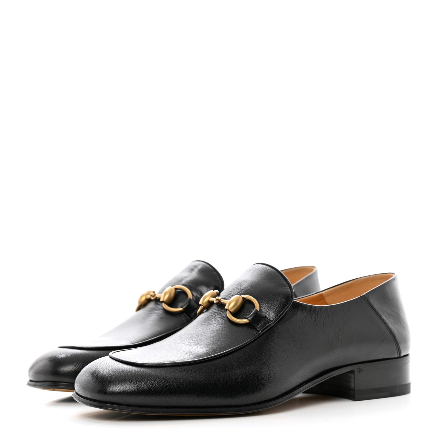 Goatskin Womens Horsebit Mid-Heel Loafers 38 Black