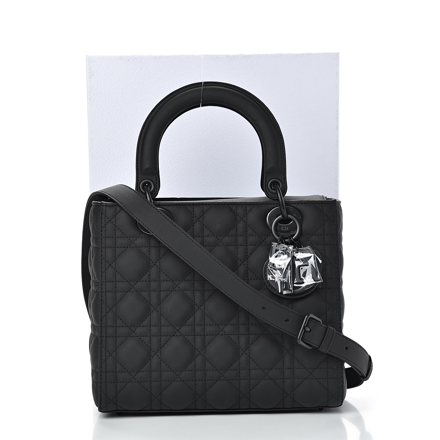 Ultra Matte Calfskin Cannage Medium Lady Dior Black