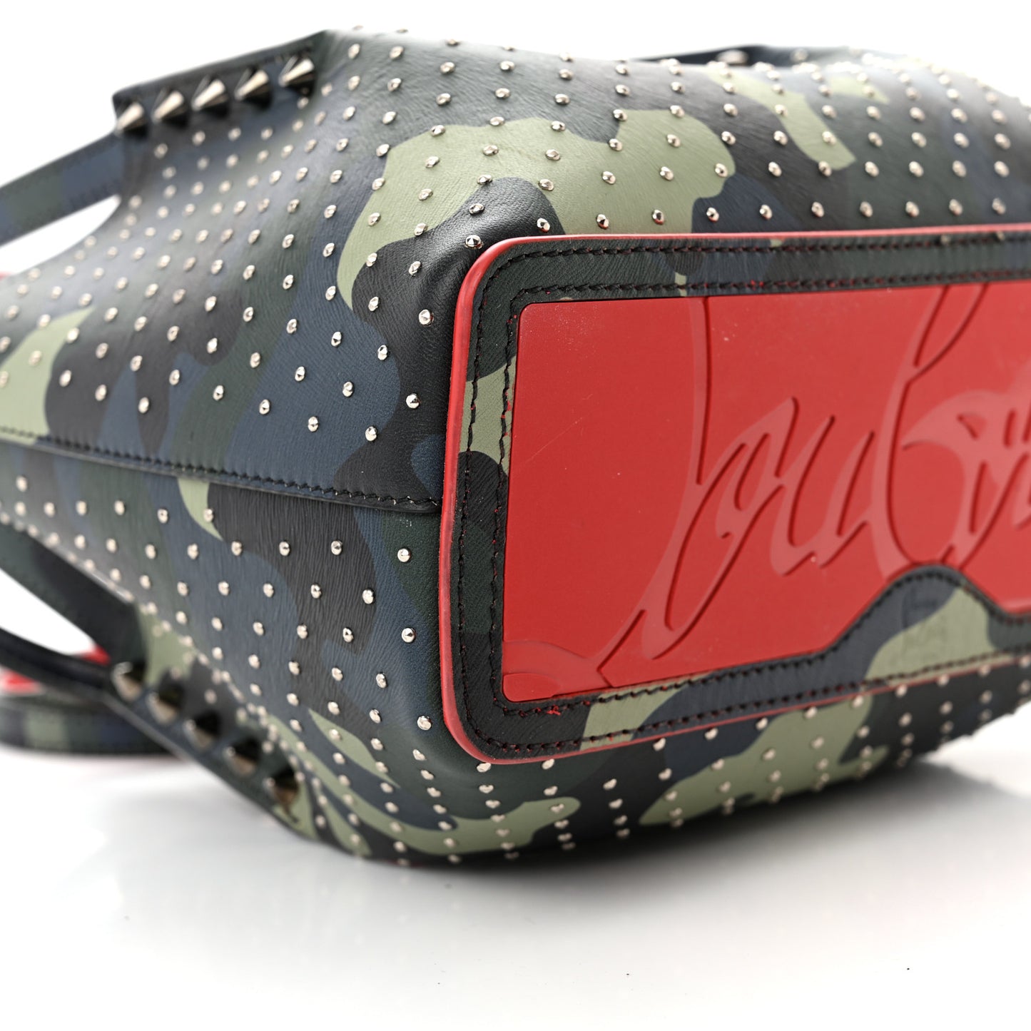 Calfskin Loubi Camouflage Spiked Mini Cabarock Shopper Tote Multicolor