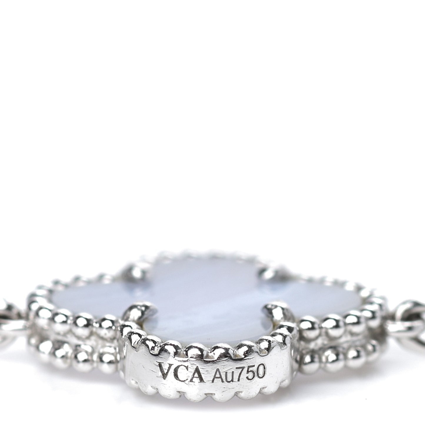 18K White Gold Chalcedony 5 Motifs Vintage Alhambra Bracelet