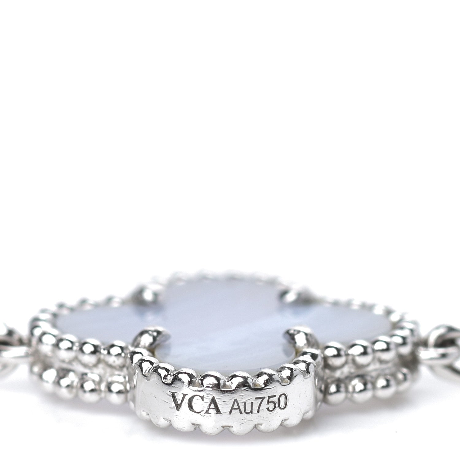 Van Cleef & Arpels 18K White Gold Chalcedony 5 Motifs Vintage Alhambra Bracelet 3 of 6