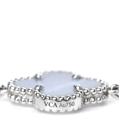 Van Cleef & Arpels 18K White Gold Chalcedony 5 Motifs Vintage Alhambra Bracelet 3 of 6