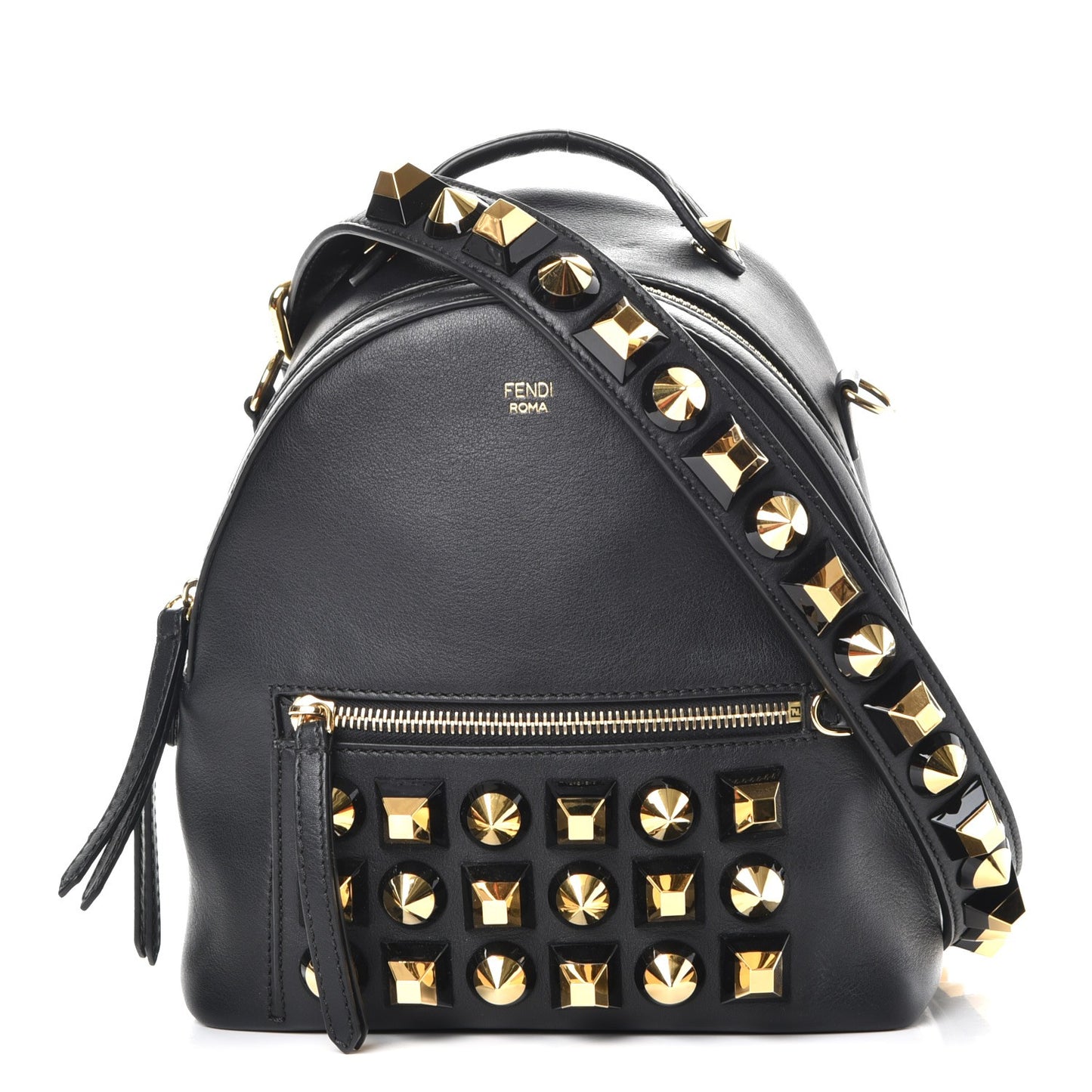 Vitello Dolce Studded Mini Backpack Black