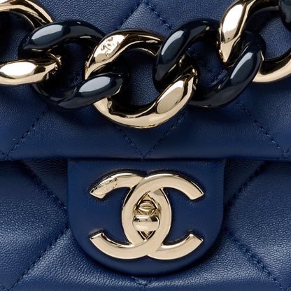 Chanel Lambskin Quilted Resin Bi-Color Chain Flap Bag Navy 9 of 11