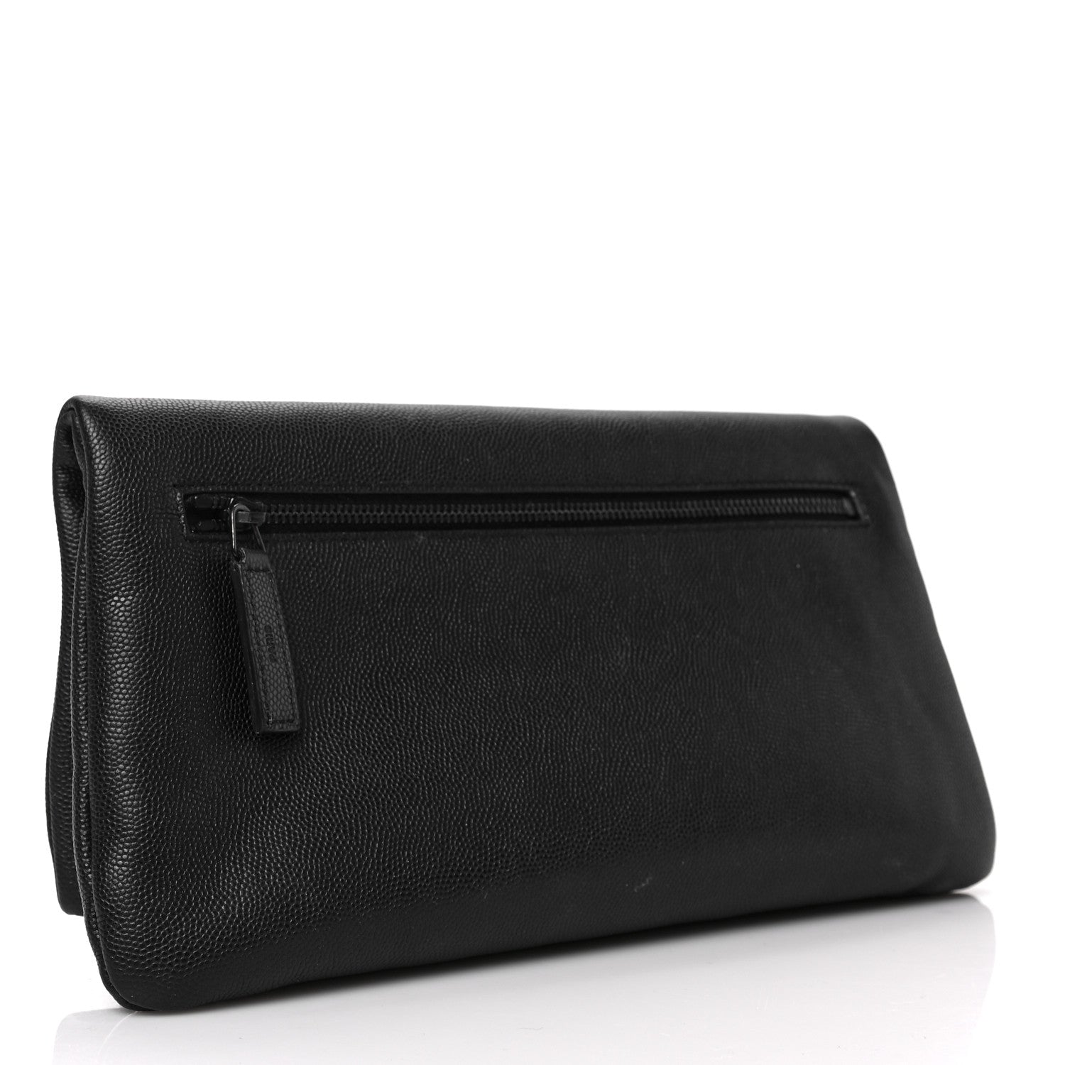 Saint Laurent Grain De Poudre West Hollywood Monogram Fold Over Clutch Black 3 of 8