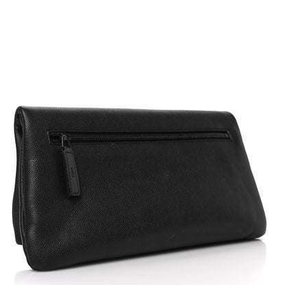 Saint Laurent Grain De Poudre West Hollywood Monogram Fold Over Clutch Black 3 of 8