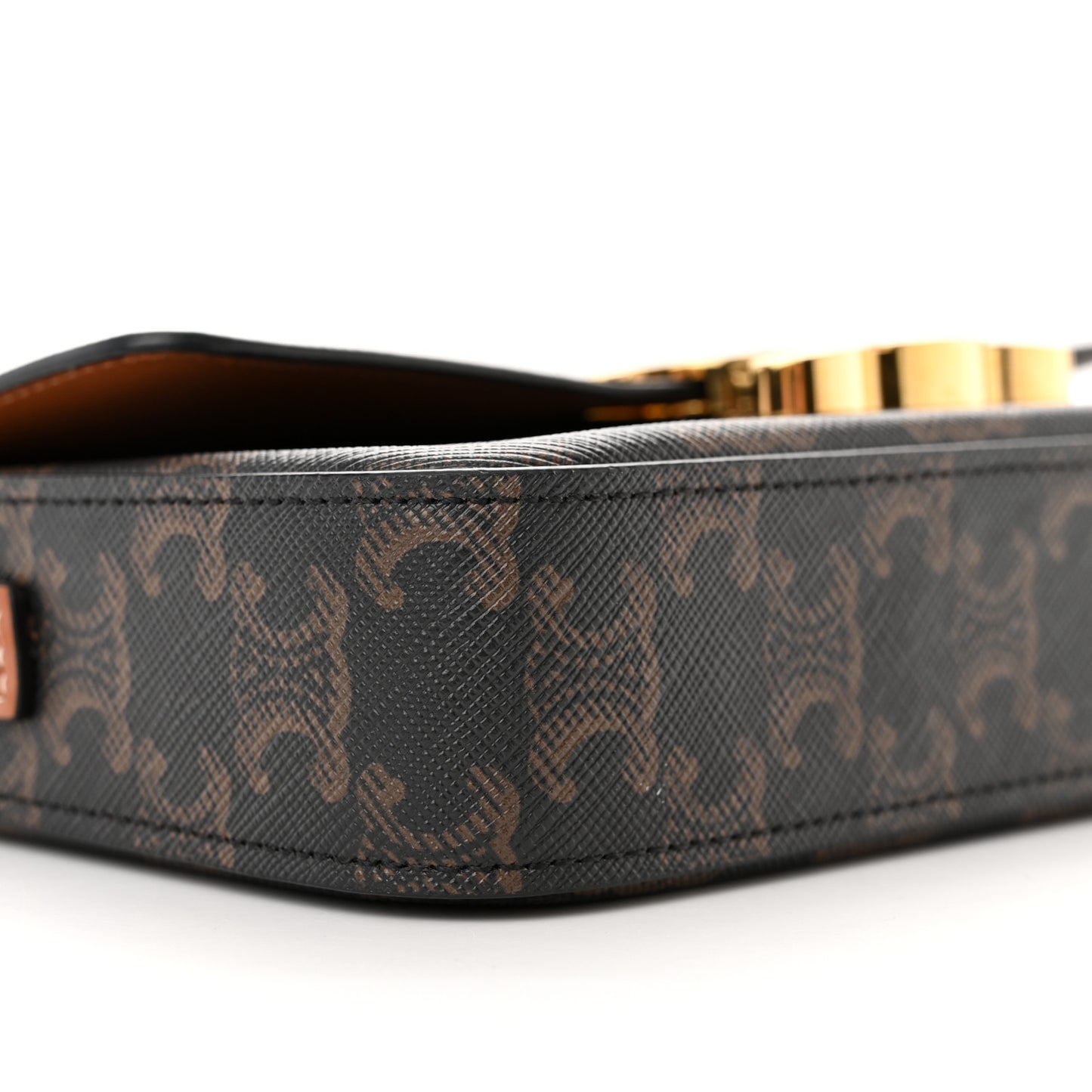 Canvas Calfskin Triomphe Shoulder Bag Tan