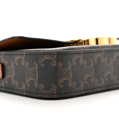 Celine Canvas Calfskin Triomphe Shoulder Bag Tan 10 of 12