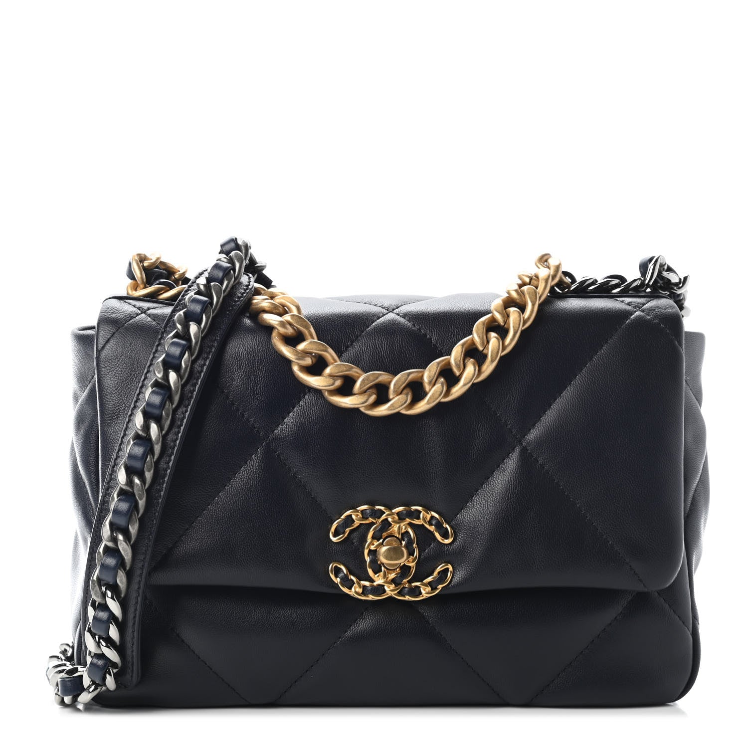 Chanel Lambskin Quilted Medium Chanel 19 Flap Navy Blue 1 of 9