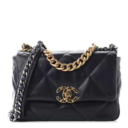 Chanel Lambskin Quilted Medium Chanel 19 Flap Navy Blue 1 of 9