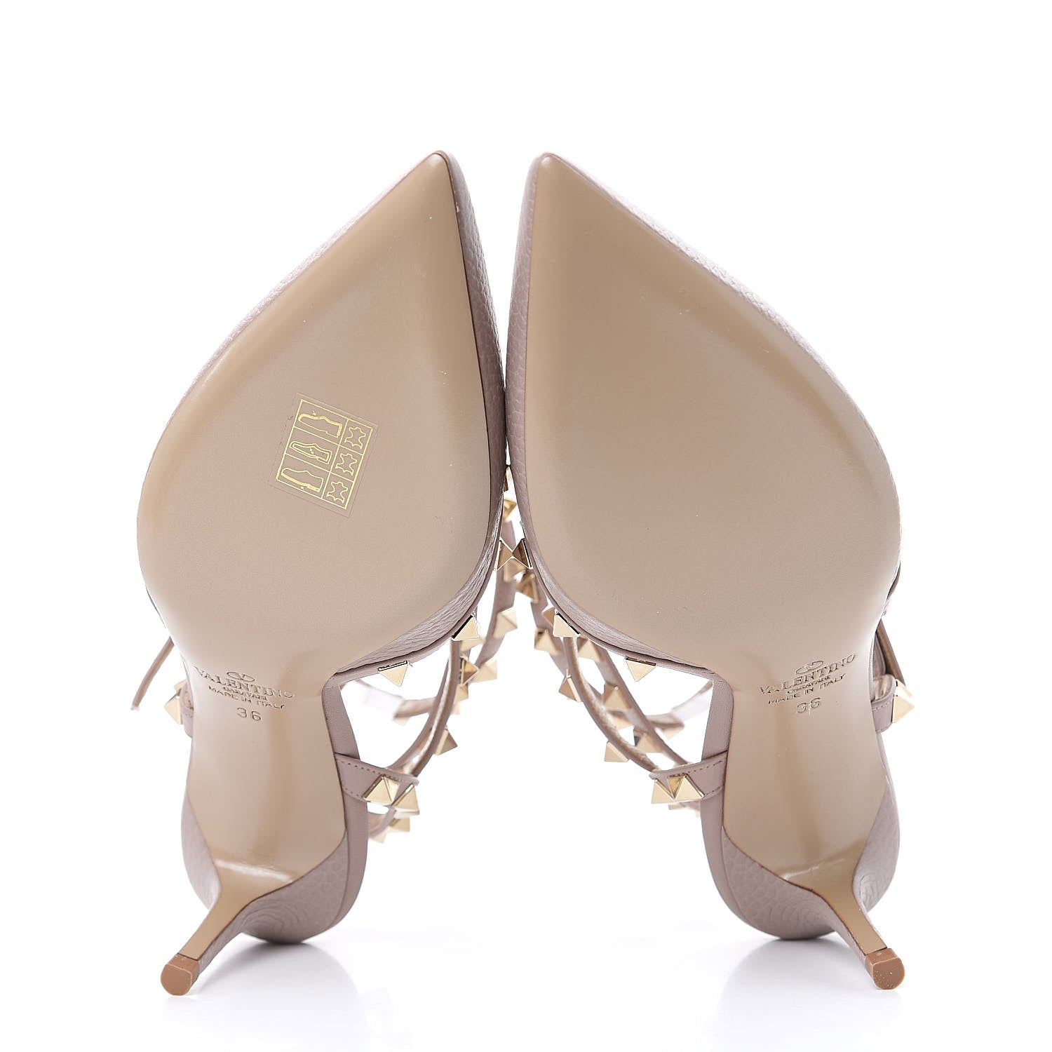 Valentino Garavani Pebbled Calfskin Rockstud Ankle Strap 65mm Pumps 36 Poudre 5 of 7