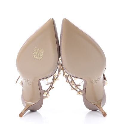 Valentino Garavani Pebbled Calfskin Rockstud Ankle Strap 65mm Pumps 36 Poudre 5 of 7