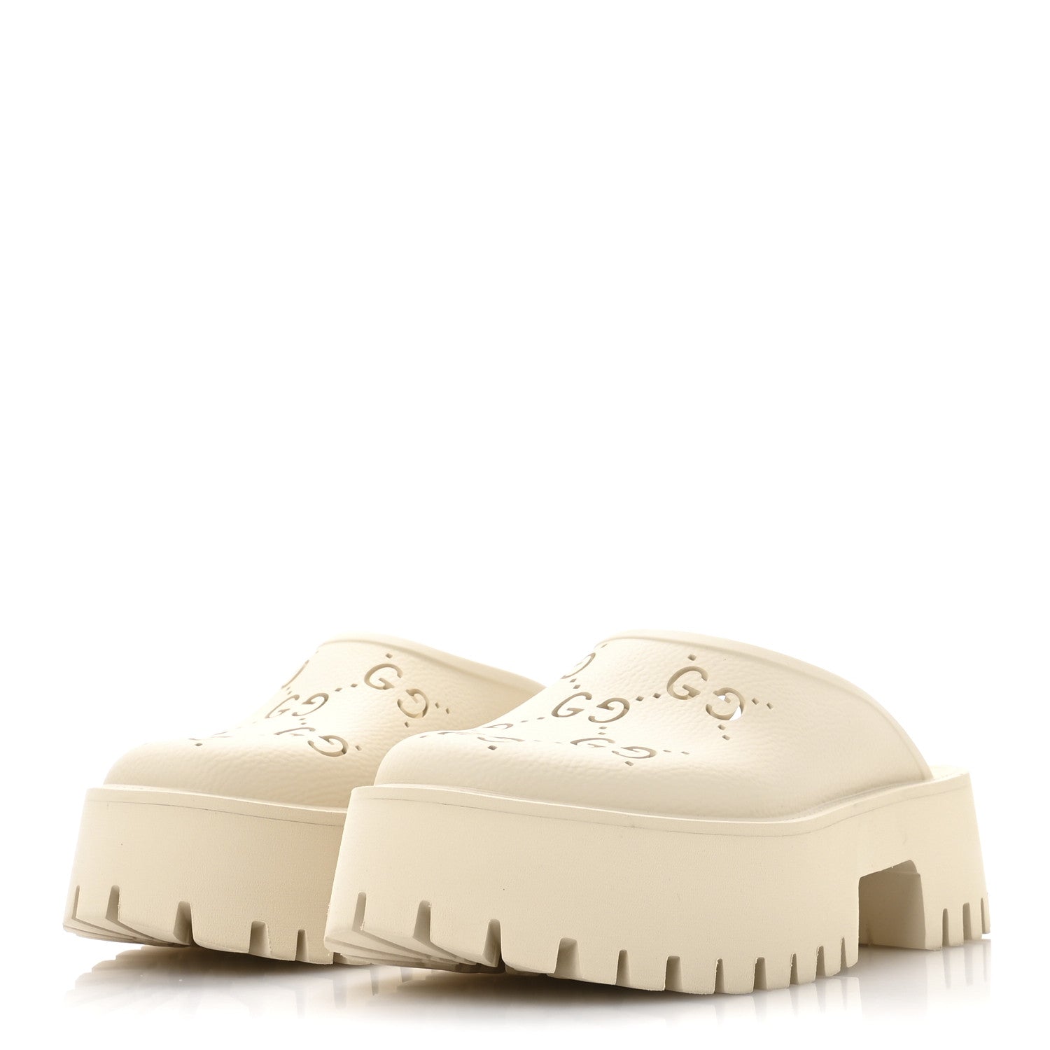 Gucci Rubber Monogram GG Go Through Platform Slide Clogs 39 Mystic White 4 of 9