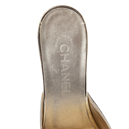 Chanel Metallic Sheepskin Mules 37.5 Gold 7 of 11