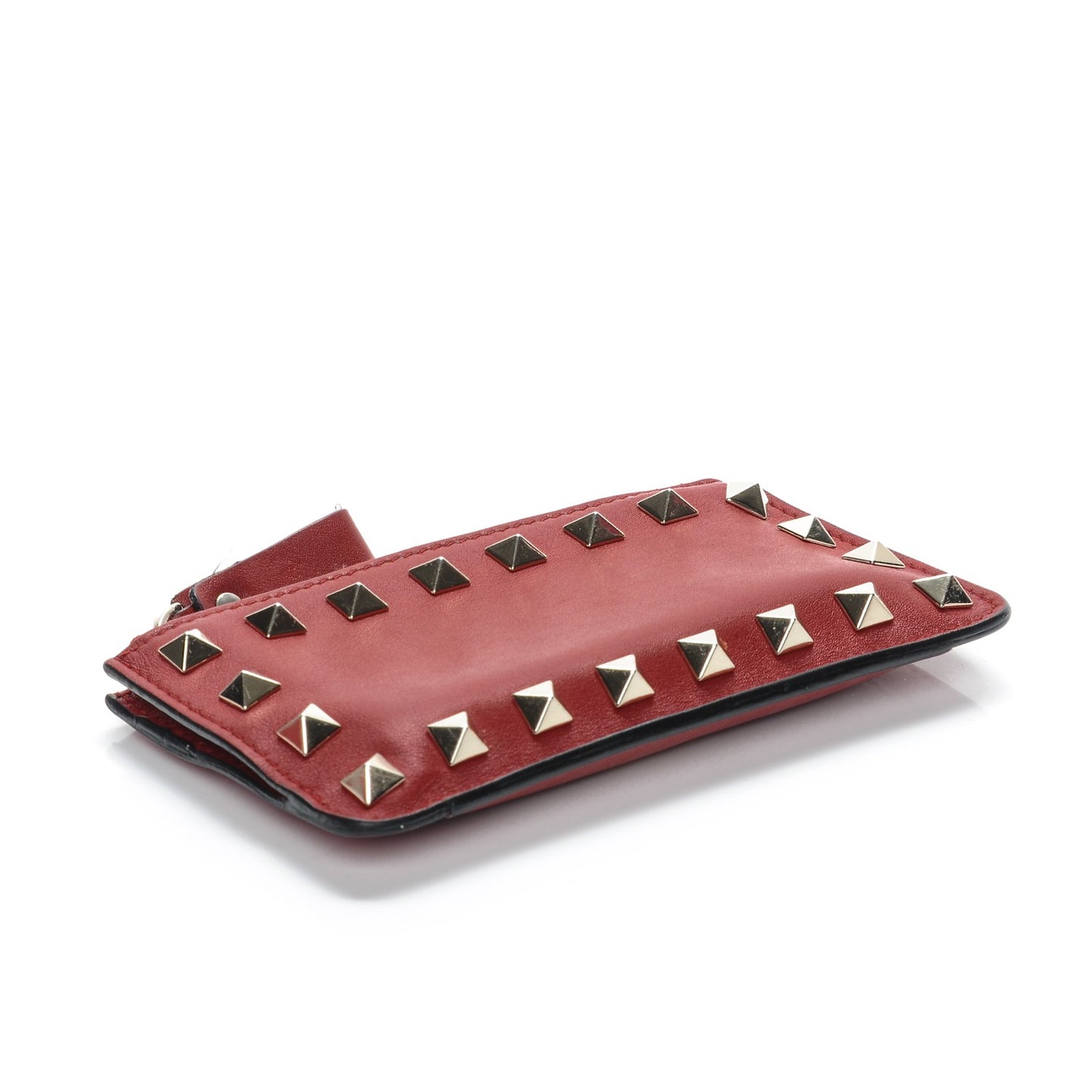 Vitello Rockstud Key Coin Case Card Holder Red