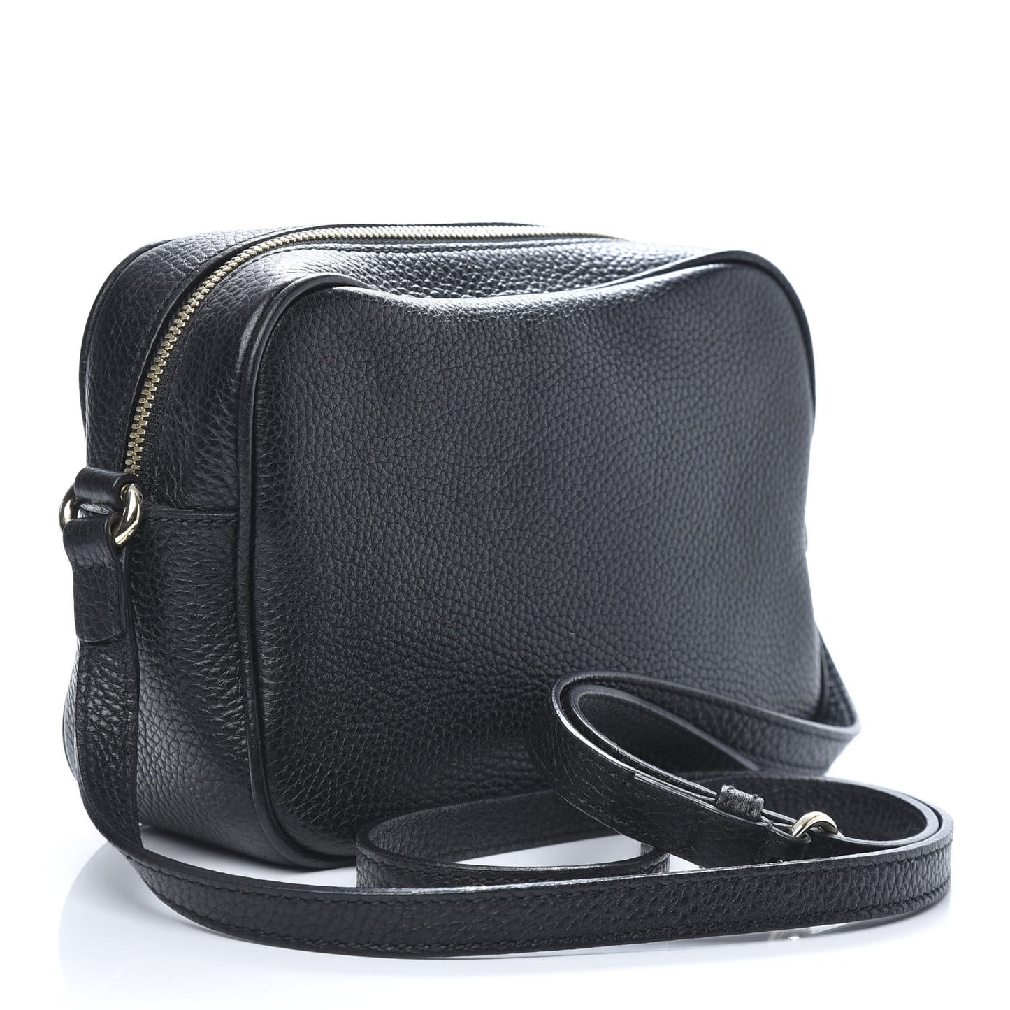 Pebbled Calfskin Small Soho Disco Bag Black