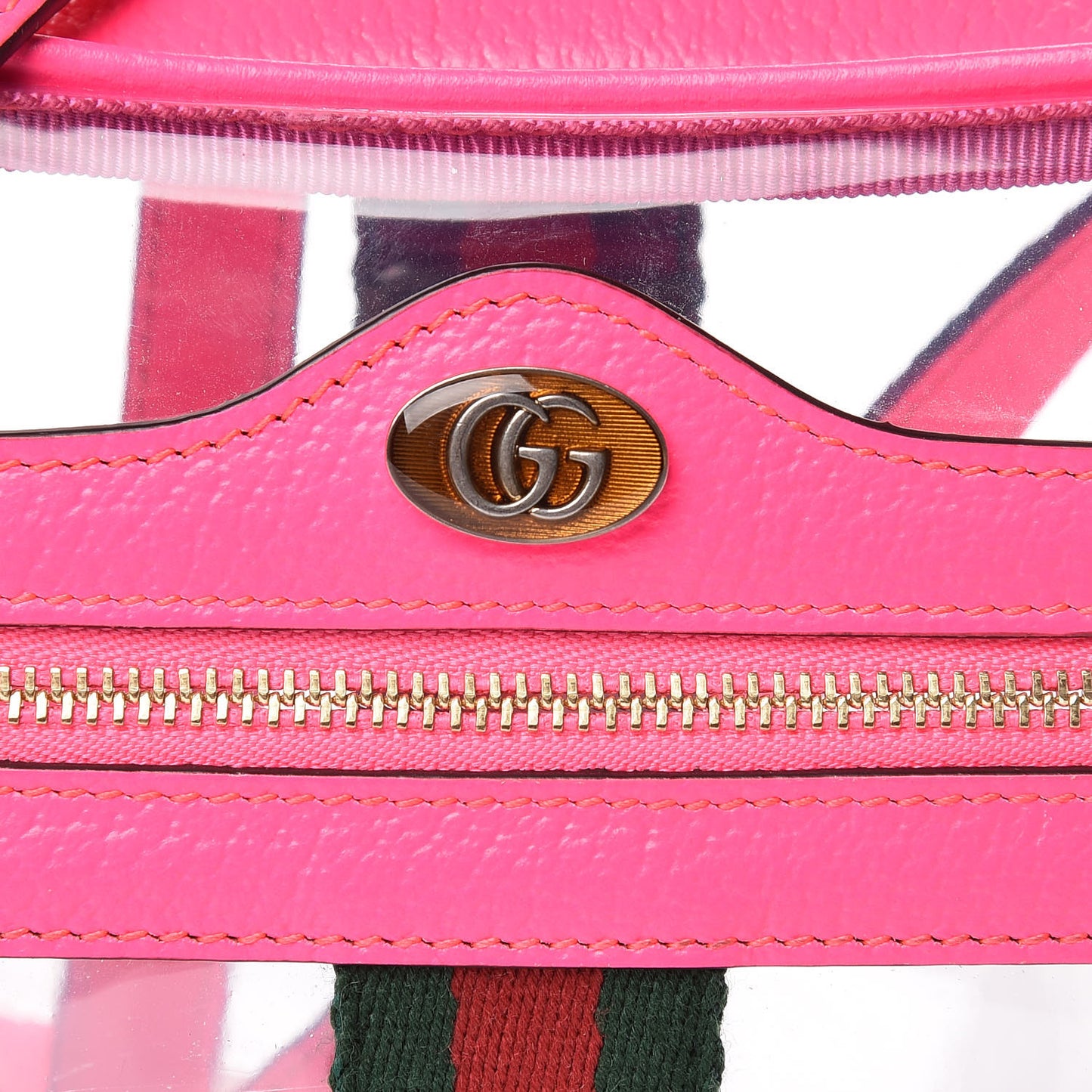 Vinyl Web Mini Ophidia Transparent Shoulder Bag Fluorescent Fuchsia