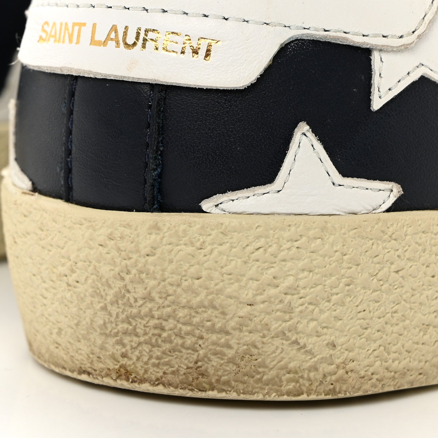 Saint Laurent Calfskin Star Court Sneakers 37 Navy White Optique 9 of 11