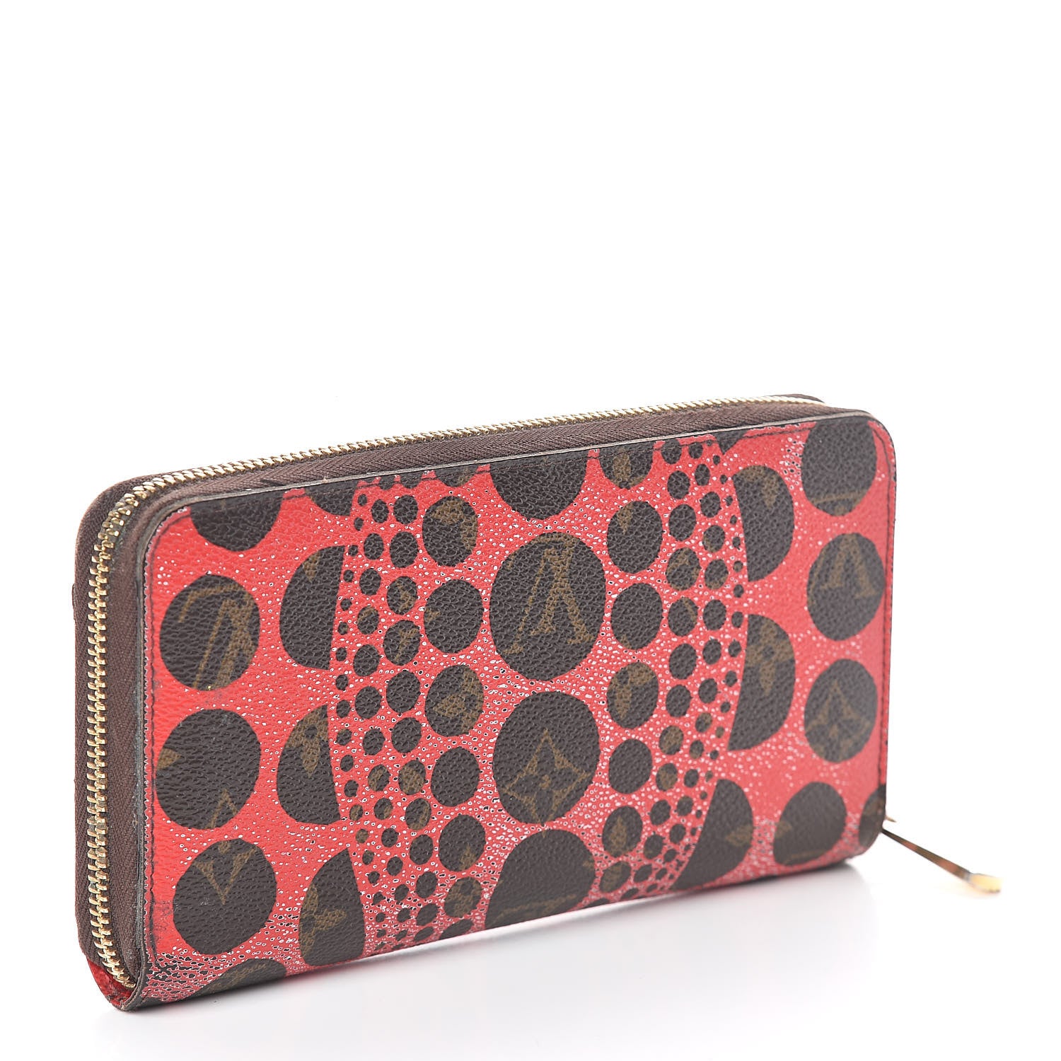 Louis Vuitton Monogram Kusama Pumpkin Dots Zippy Wallet Red 3 of 7