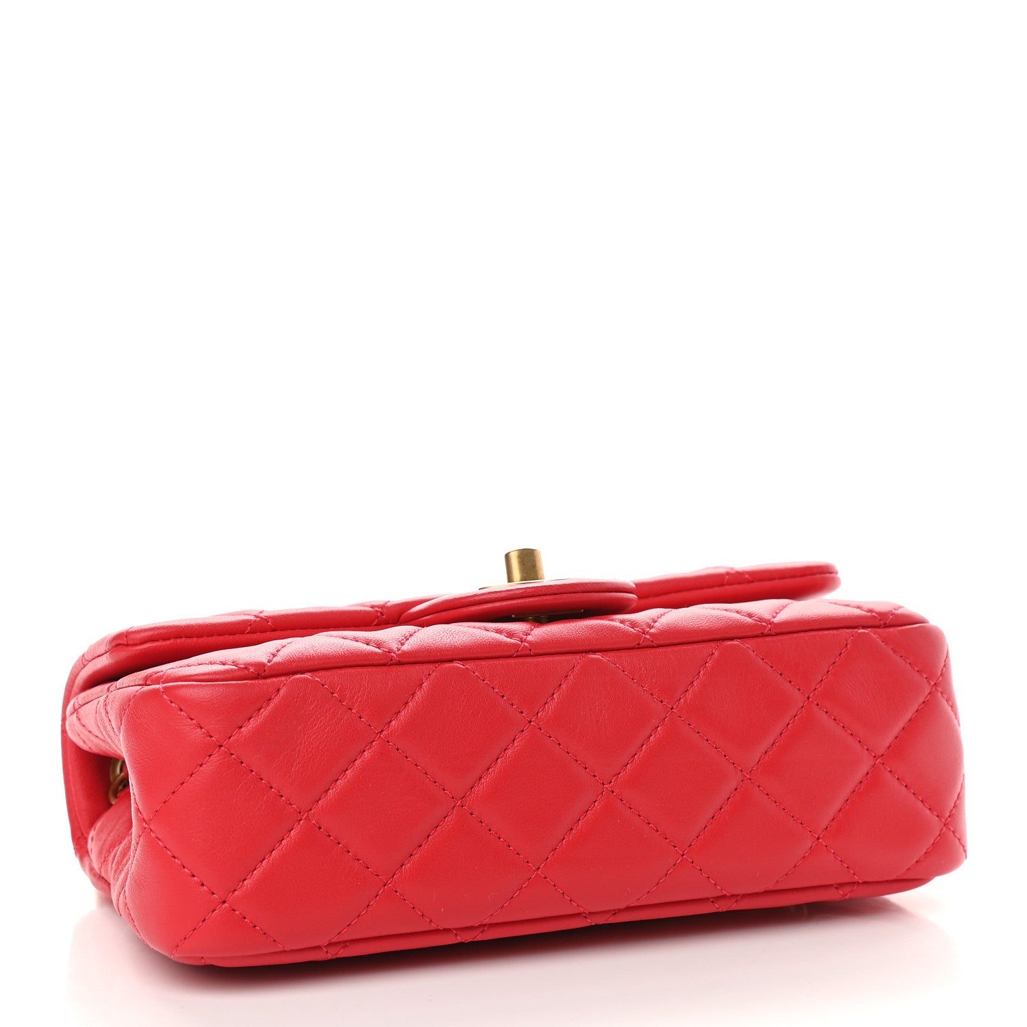 Chanel Lambskin Quilted Mini Rectangular Pearl Crush Flap Red 4 of 9
