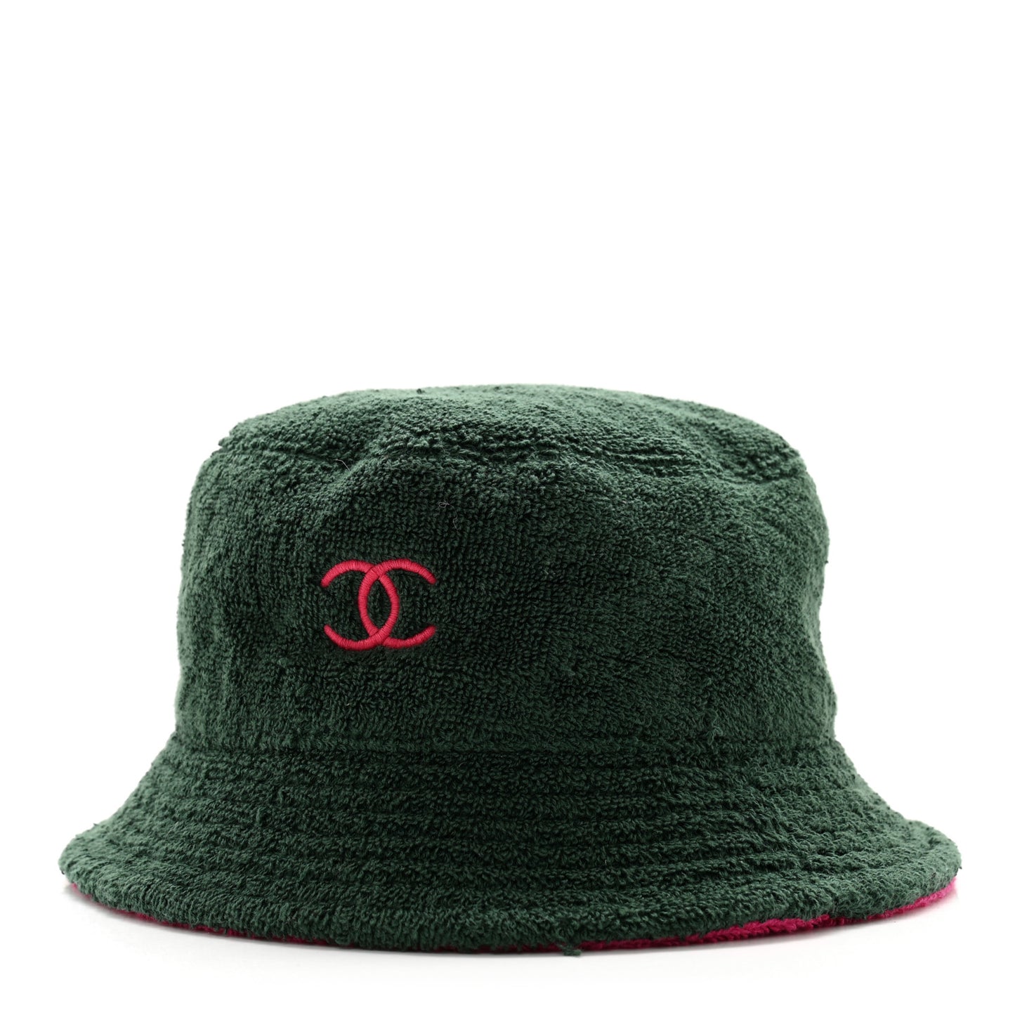 Cotton Terry Cloth CC Bucket Hat M Green Pink