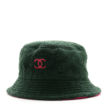 Chanel Cotton Terry Cloth CC Bucket Hat M Green Pink 1 of 10