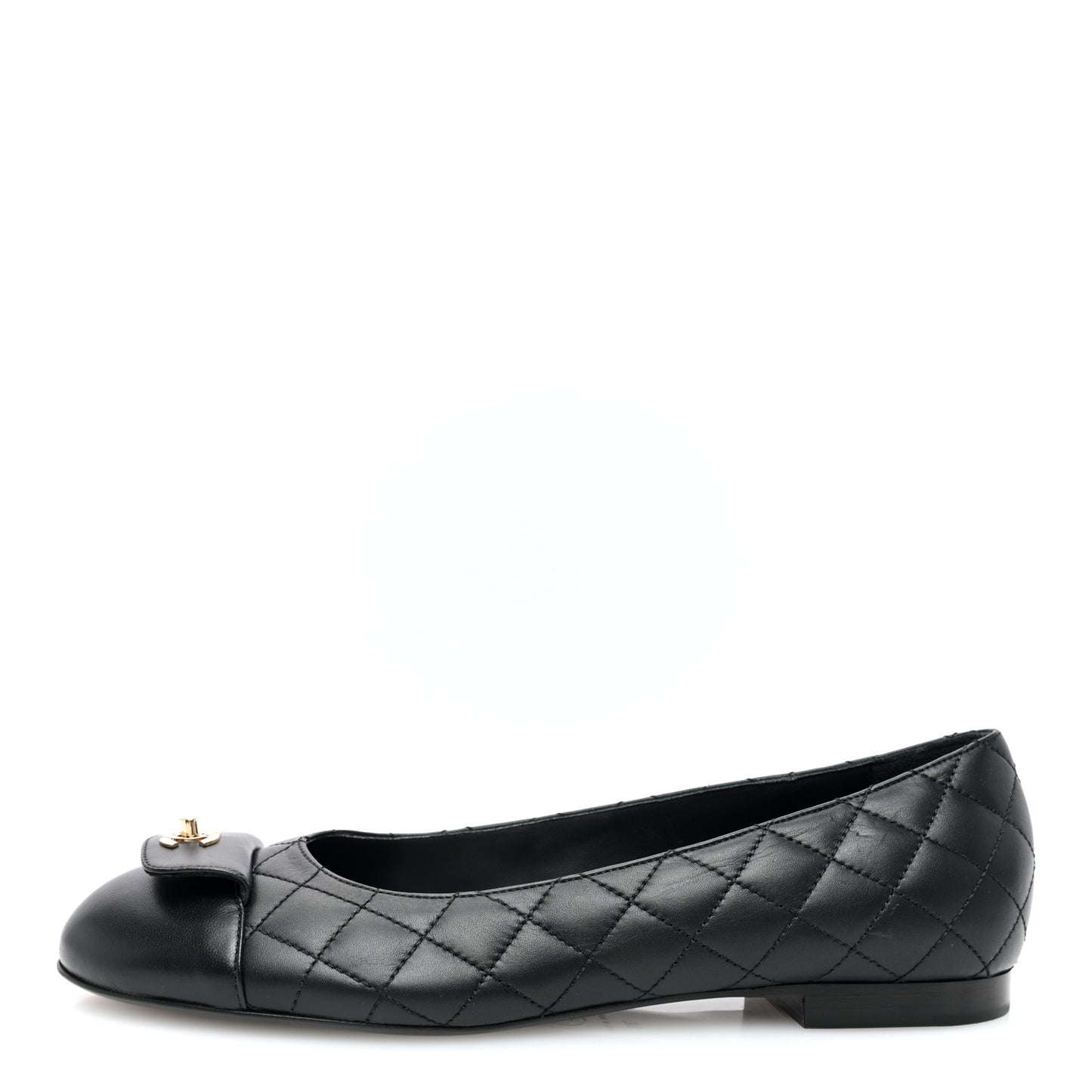 Lambskin Quilted CC Ballerina Flats 39 Black