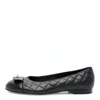Chanel Lambskin Quilted CC Ballerina Flats 39 Black 1 of 7