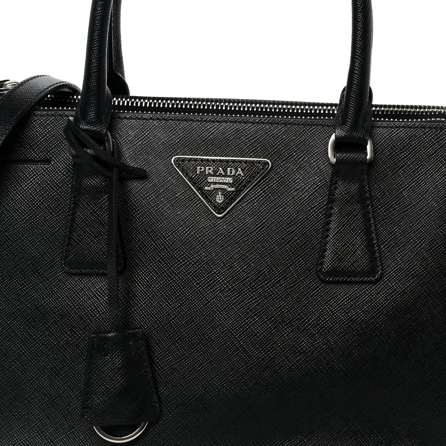 Saffiano Small Galleria Double Zip Tote Black Talco