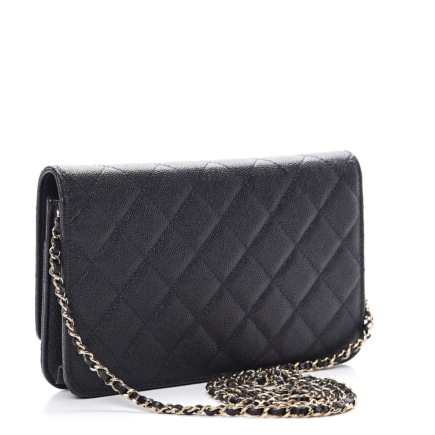 Chanel Caviar Quilted Golden Class Wallet On Chain WOC Navy 2 of 11