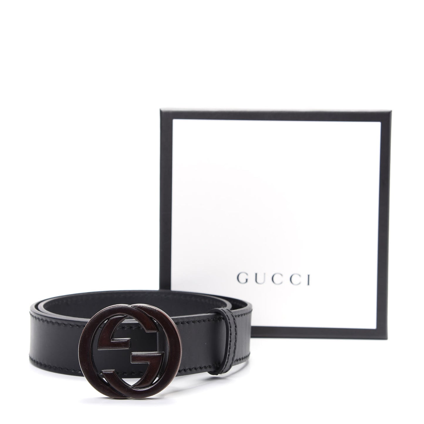 Leather Bamboo Interlocking G Belt 90 36 Black