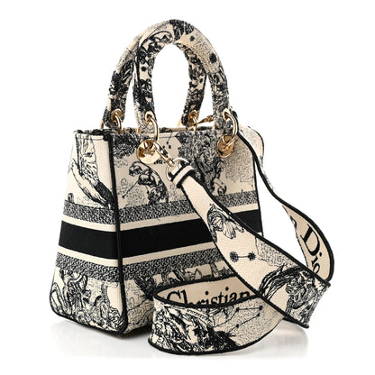 Christian Dior Canvas Embroidered Zodiac Toile De Jouy Medium Lady D-Lite Latte 2 of 9