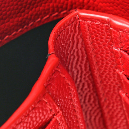 Saint Laurent Grain De Poudre Matelasse Chevron Monogram Compact Zip Around Wallet Red 10 of 13