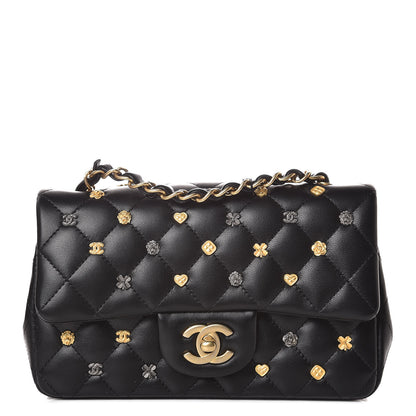 Chanel Lambskin Quilted Studded Mini Rectangular Flap Black 1 of 10