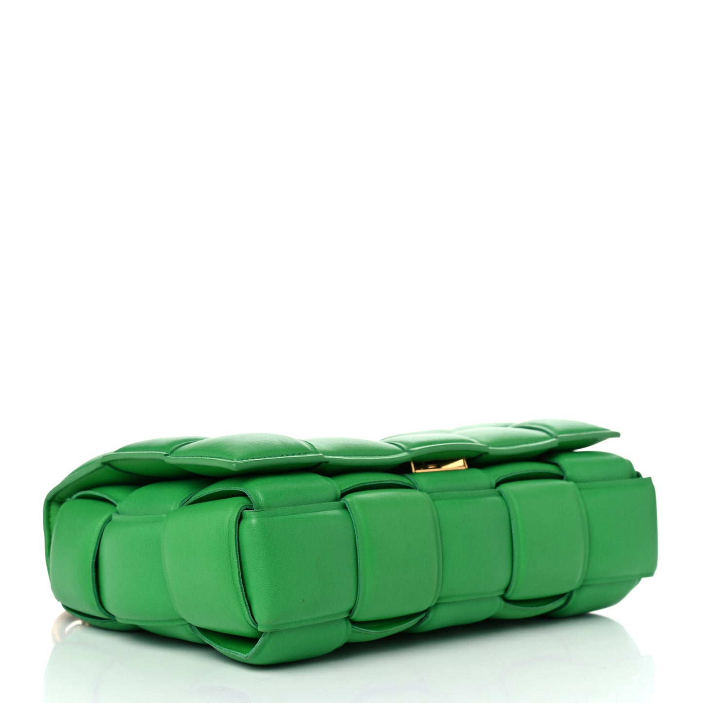 Lambskin Maxi Intreccio Padded Chain Cassette Crossbody Bag Grass