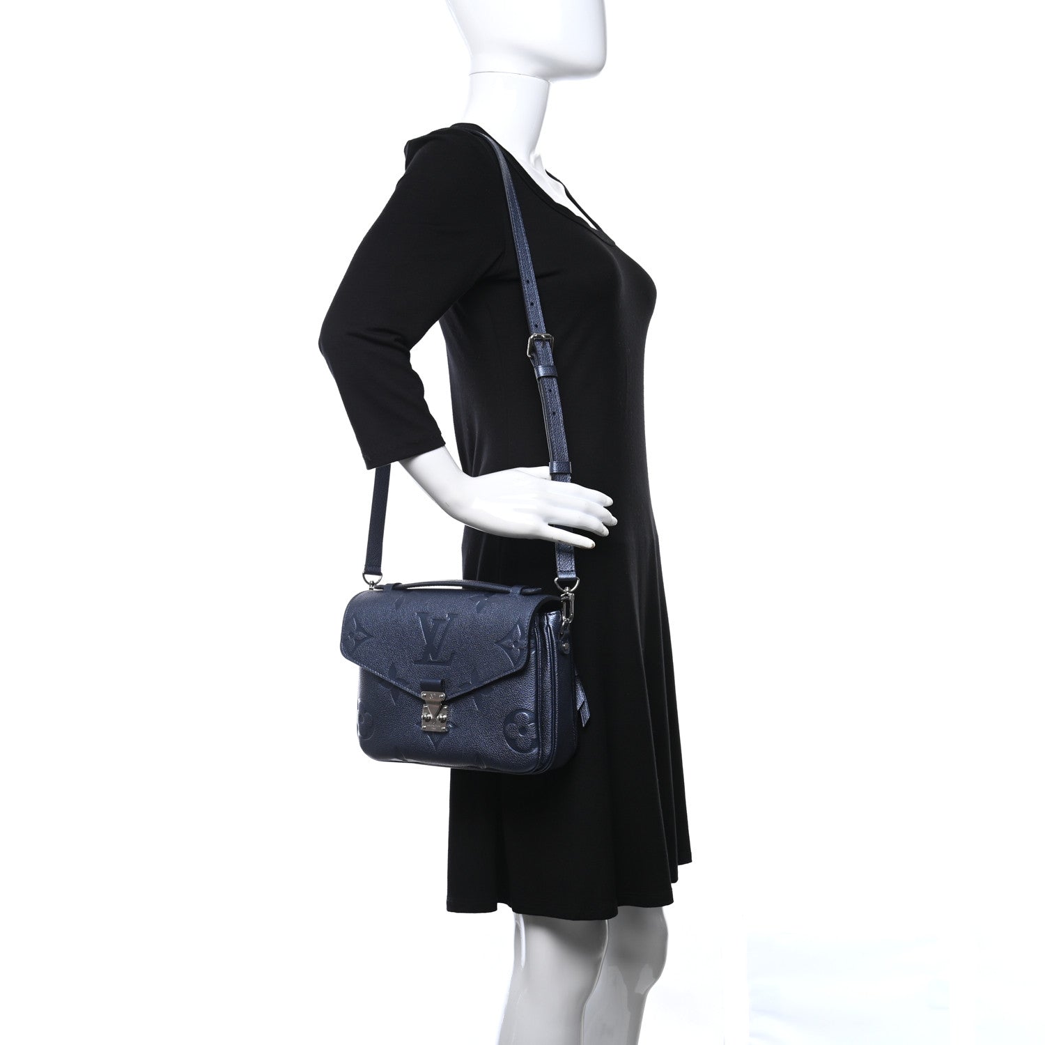 Louis Vuitton Metallic Empreinte Monogram Giant Pochette Metis Navy Nacre 2 of 8