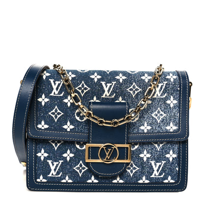 Louis Vuitton Denim Monogram Jacquard Dauphine MM Bleu 1 of 10